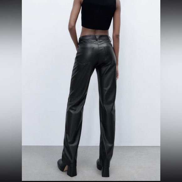 NWT Zara Faux Leather Straight Leg Pants - Picture 4 of 11